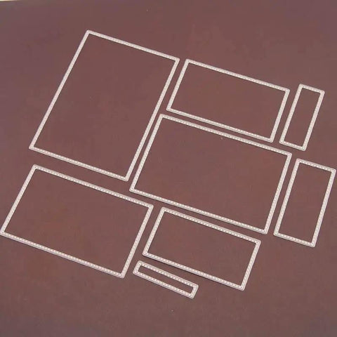 8 Piece Rectangle Cutting Die Set For Scrapbooking And Card Making Includes Eight Size Options 12x8cm 11x7cm 10x6cm 9x5cm 8x4cm 7x3cm 6x2cm 5x1cm Made From Durable Carbon Steel For Reusable Die Cutting And Embossing On Paper Cards Albums DIY Go To Tool