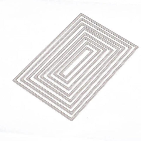 8 Piece Rectangle Cutting Die Set For Scrapbooking And Card Making Includes Eight Size Options 12x8cm to 5x1cm in carbon steel