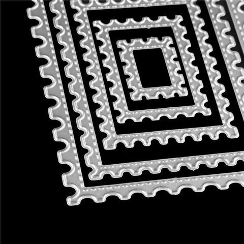 Rectangle Metal Cutting Dies Set For Scrapbooking And Card Making, 5 size variations, displayed on a dark background.