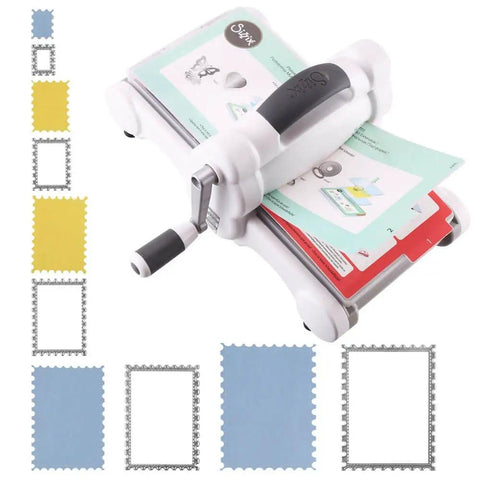 Die-cutting machine with assorted rectangle metal cutting dies set for scrapbooking and card making, 5 size variations, durable carbon steel