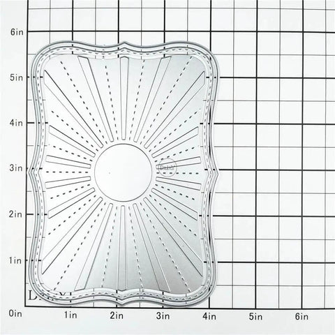 Rectangular Radial Stripes Background Die Set for Card Making and Scrapbooking Metal Cutting Dies on measuring grid