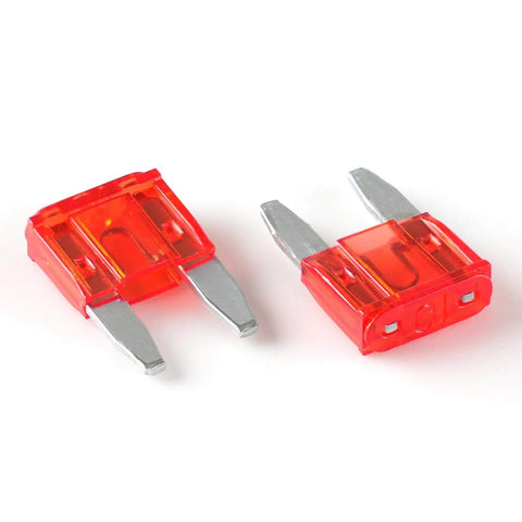 Pack Of 25 10 Amp Mini Blade Fuses For Cars RVs Trucks SUVs Motorcycles And Boats High Conductivity Zinc Terminals