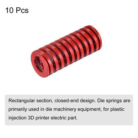 Red 20mm Outer Diameter Die Spring 50mm Long 10 Pack Closed End Medium Load Spiral Stamping Mold Die Springs 65Mn Steel