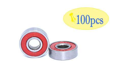 Quiet 608RS Skateboard Bearings Red 100 Pack Low Noise High Precision 8x22x7mm Durable Shielded Bearings By FGen