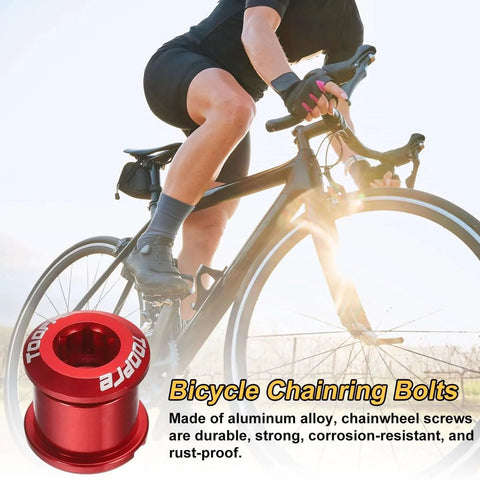 Red 5pcs Double Chain Ring Bolts M8 Aluminum Alloy Bicycle Crankset Nuts Chainwheel Screws for Road Bike Mountain Bike