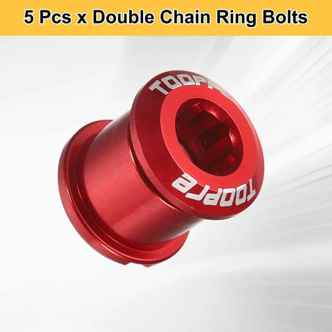 Red M8 aluminum 5pcs Double Chain Ring Bolts bicycle crankset nuts chainwheel screws for road mountain bike CNC machined