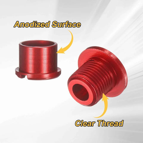 Close-up of red anodized 5pcs Double Chain Ring Bolts M8 Aluminum Alloy Bicycle Crankset Nuts Chainwheel Screws for Road Bike Mountain Bike.