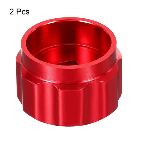 Round Wheel Handle Set 2 Pack Aluminum Alloy Replacement Knobs for Faucets and Refrigerant Manifold Gauges, Red, Front View