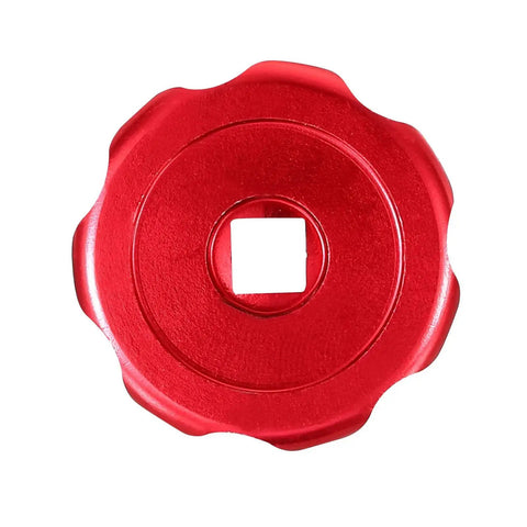 Round Wheel Handle Set 2 Pack Aluminum Alloy Replacement Knobs For Faucets And Refrigerant Manifold Gauges, Red, Front View