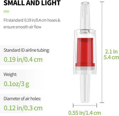 Pawfly aquarium check valve, red plastic 1-way valve for 3/16 in airline tubing, front view