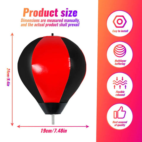 Boxing Speed Ball With 8mm Screw Mount And Replaceable Sandbag For Dynamic Training, red and black, 19 x 24 cm, product size diagram