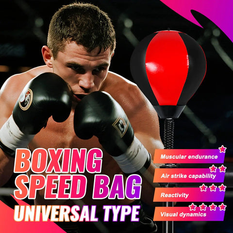 Boxer using Boxing Speed Ball With 8mm Screw Mount And Replaceable Sandbag for dynamic training in red and black.