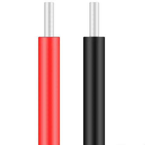 Red and black electrical wires with exposed silver tips, suitable for 30W CW/CCW Permanent Magnet DC Motor Reversible Electric Gear Motor for DIY Generator XD-3420 (12V 3000RPM) connections.