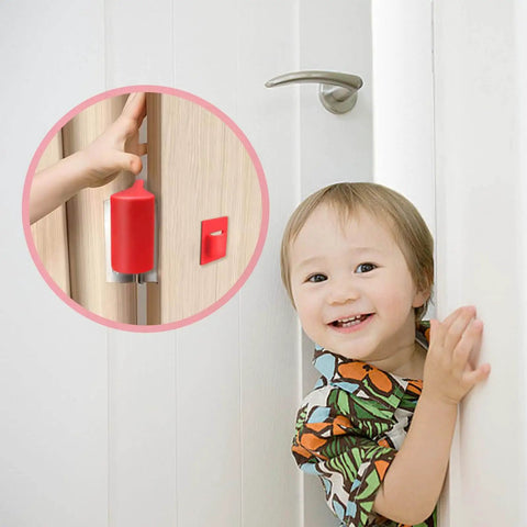 Hanging Silicone Door Pinch Guard And Anti Door Slam Stopper For Kid Safe Baby Proofing Doors That Stay Open Hidden Mount On Hinges Soft Rubber Protection Red 2 Pack