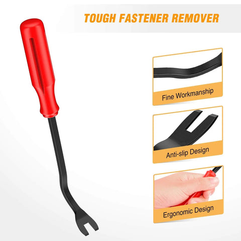 Red fastener remover from 8 Piece Auto Trim Removal Tool Kit For Car Interior Dash Panels Window Molding And Fasteners Nylon Durable Impact Resistant