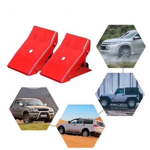 Foldable Steel Wheel Chock Set For Cars And Trailers 2 Pack With Heat Treated Drop Forged Construction Stronger Than Plastic