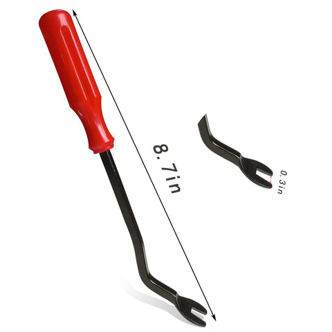Pro Grade 1 Piece Fastener Remover for Car Panels and Doors Clip Puller Rivet Removal Tool, red handle, black steel, 8.7 inches