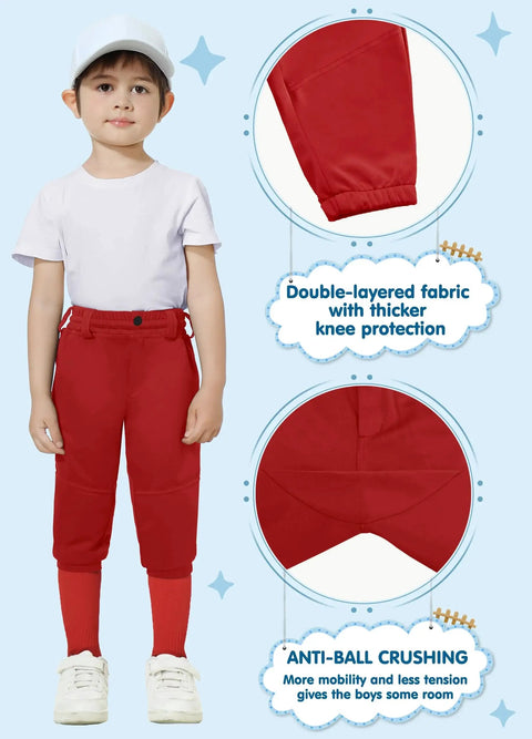All Purpose Knicker Baseball Pants for Toddlers to Youth Boys and Girls, knee-length elastic hem with belt loops, front view