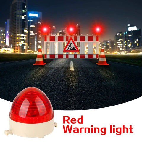 Red LED Warning Light Signal Tower Lamp N-3072 for AC 110V Industrial Use displayed with urban construction background