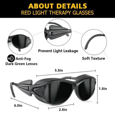 Red Light Therapy Glasses Eye Protection 200 To 2000nm For Tanning IPL Safety with anti-fog lenses and soft texture
