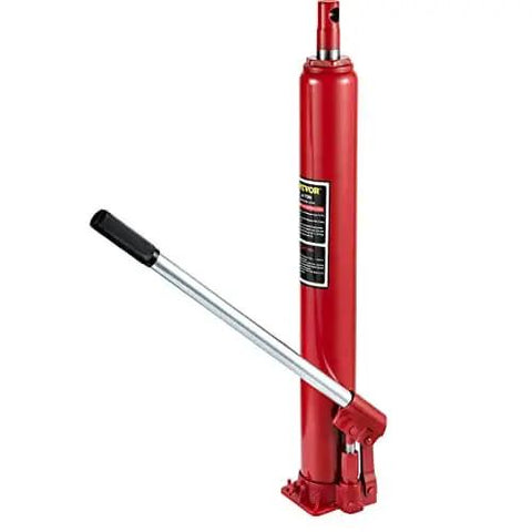 Heavy Duty 4 Ton Long Ram Hydraulic Jack With 8818 Lb Capacity For Engine Hoist And Garage Lifts, Manual Pump, Cherry Picker Ram, Red