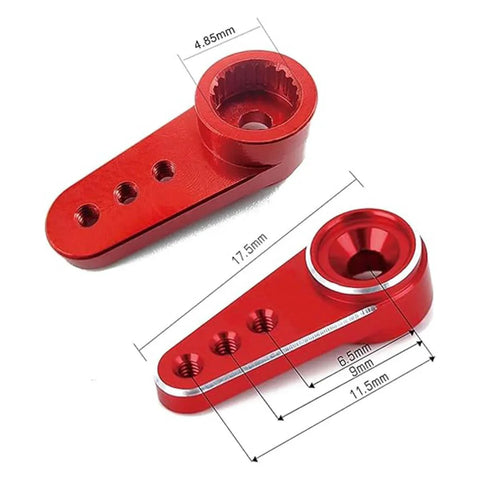 Red metal horn for 2PCS D9025MG 9g Mini Servo, Micro Full Metal Gear Digital Servo, dimensions marked in millimeters.