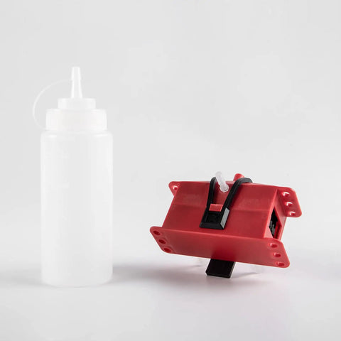 All Models Motorcycle Chain Cleaning Kit with lube device, brush gear cleaner tool in red finish, easy maintenance accessory.