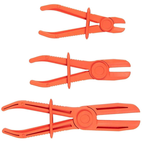 Three Pack Hose Pinch Off Pliers In Red Nylon For Automotive Fuel Line Clamps And Brake Radiator And Coolant Hoses