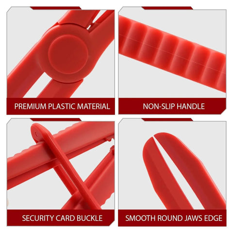 Close-up of red Three Size Hose Pinch Off Pliers Set Straight Clamp Pliers for fuel line with non-slip handle and smooth jaws.