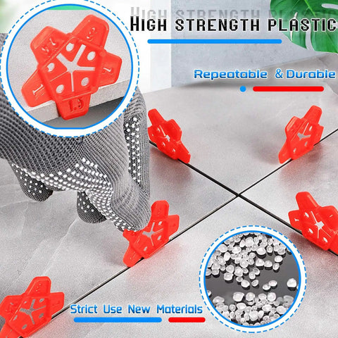 Reusable Tile Spacers 300 Pcs Five Size In One Horseshoe U Shape Plastic Shims for precise grout gaps and tile leveling.
