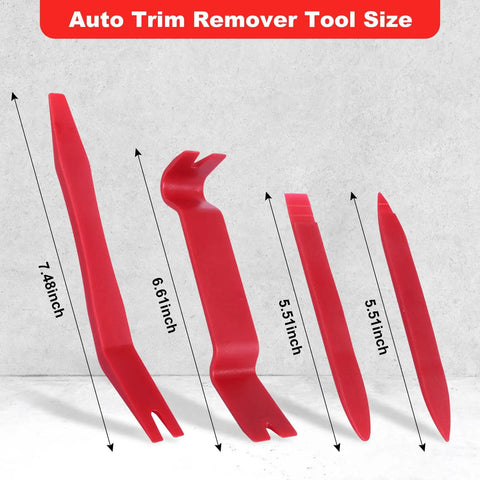 Image of red plastic pry tools from the Must Have 7 Piece Auto Trim Removal Tool Set With Plastic Pry Tools And Pliers.