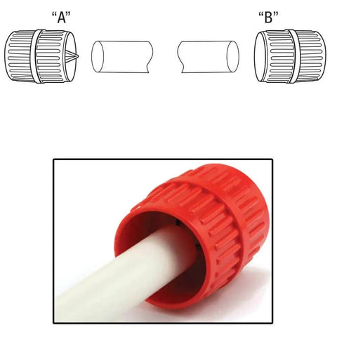 Pro Grade Pipe And Tubing Reamer For Burr Removal And Smooth Edges On Tubing From One Eighth Inch To One And Five Eighths Inch Diameter In Red Durable Plastic Body Prime-Line RP77271 Single Pack with red body and tube.