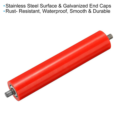 Durable Polyurethane Coated Conveyor Roller For 2 Inch Diameter And 10 Inch Length Red Finish With Stainless Steel Shaft Ends And Galvanized End Caps 2 Pack Heavy Duty Replacement Part For Industrial Conveyors PATIKIL