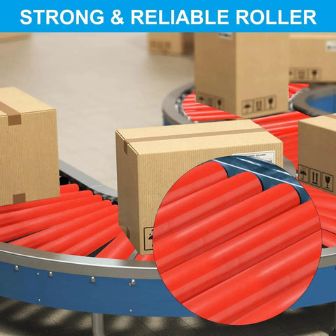 Durable Polyurethane Coated Conveyor Roller For 2 Inch Diameter And 10 Inch Length Red Finish With Stainless Steel Shaft Ends
