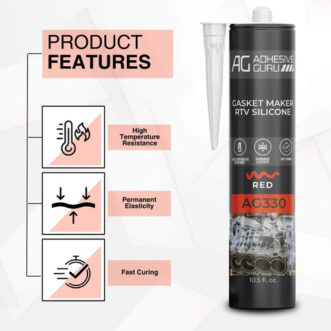 High Temp RTV Silicone Gasket Maker And Sealant 10.5 Fl Oz Red Heat Resistant From 104 F To 572 F Tough Auto And Machinery