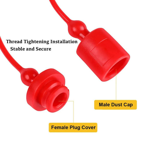 Half Inch ISO A And ISO 5675 Hydraulic Quick Coupler Dust Caps Set With Retention Ring Keeps Caps Stuck To Hose, Red Rubber