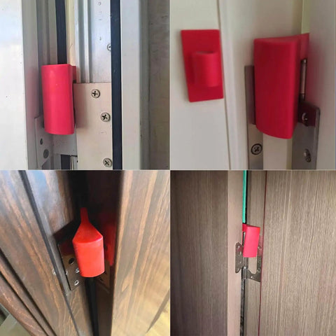 Hanging Silicone Door Pinch Guard And Anti Door Slam Stopper For Kid Safe Baby Proofing Doors That Stay Open Hidden Mount On Hinges Soft Rubber Protection Red 2 Pack