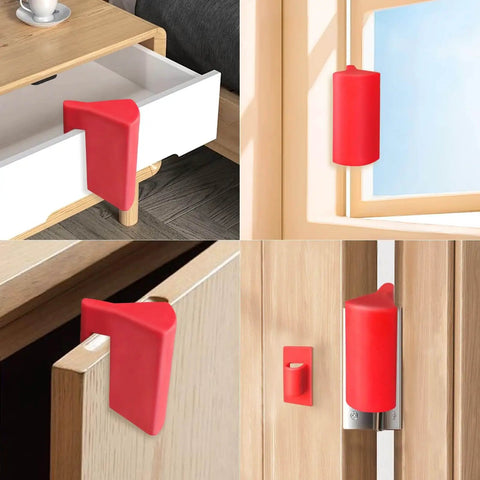 Hanging Silicone Door Pinch Guard And Anti Door Slam Stopper For Kid Safe Baby Proofing Doors That Stay Open Hidden Mount On Hinges Soft Rubber Protection Red 2 Pack