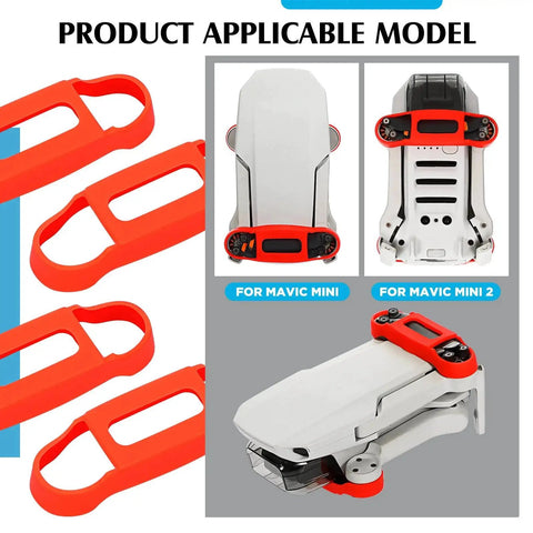 Propeller Holder Strap Compatible With Mini 2 Mini 2 SE Mini 4K And Specta Drone Propeller Guard Blade Stabilizer Fixator Silicone Accessory For Safe Storage Transport And Quick Access To Spare Propellers shown installed on drone.