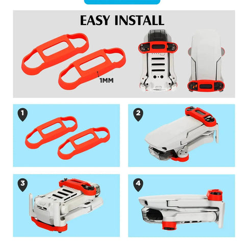 Propeller Holder Strap Compatible With Mini 2 Mini 2 SE Mini 4K And Specta Drone Propeller Guard Blade Stabilizer Fixator Silicone Accessory shown with installation steps