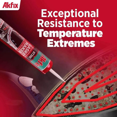 Heavy-Duty High Temp Silicone Gasket Maker And RTV Sealer - DIY Friendly, Flexible Heat Resistant Sealant Up To 600F For Valve Covers And Automotive Gaskets, Red RTV, 2 Pack Tubes shown being applied on a surface with text highlighting temperature resistance.