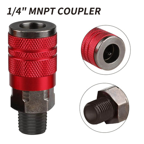 1/4 inch MNPT Coupler for 3-Way Air Manifold With Four Ports Aluminum Flat Hex Quick Connect Air Hose Splitter