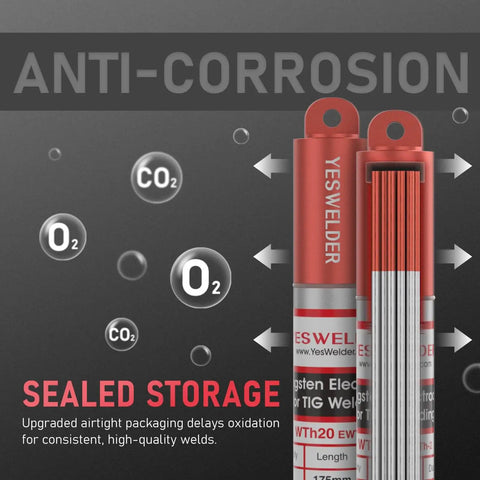 Red Tip 3/32 Inch By 7 Inch TIG Welding Tungsten Electrodes WT20 EWTh-2 AWS Certified 10 Pack anti-corrosion sealed storage