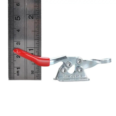 4 Pack Toggle Clamp Set 201A Anti Slip Red Horizontal Hold Down Clamps with ruler for size reference