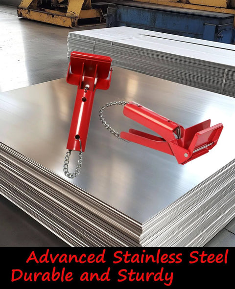 Industrial 2.5 Inch Tube Squeezer Tool With Silicone Bead Dispenser on metal sheets, pro grade red grip shown.