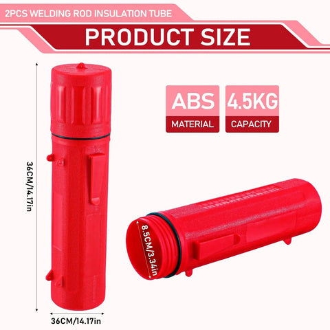 Red 14 Inch Welding Rod Storage Tubes Two Pack Airproof Waterproof Electrode Holders For Stick Welding Canisters