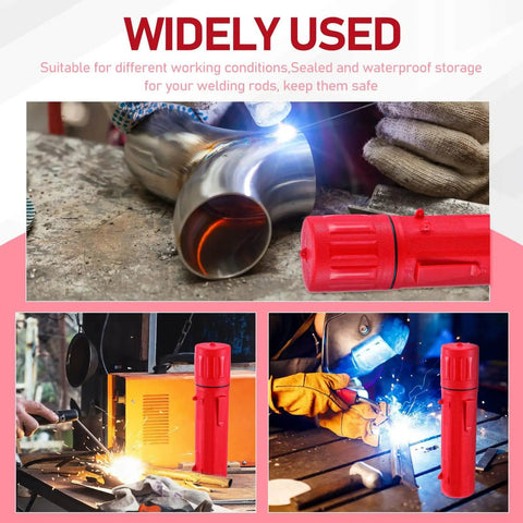 Red 14 Inch Welding Rod Storage Tubes Two Pack Airproof Waterproof Electrode Holders For Stick Welding Canisters on job site