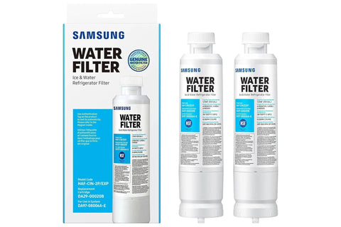 Pack of 2 refrigerator water filters that reduce 99% of contaminants, delivering clean, great tasting water and ice for up to six months