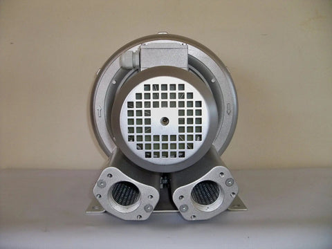 Front view of High Power Regenerative Blower 1.1 HP 220 To 480V Three Phase 103 CFM Airflow 52 InH2O 64 dB Compact Design for industrial use.