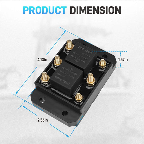 12V Forward And Reverse Relay Module For Motors 60A 80A Heavy Duty Workhorse Controller, dimensions labeled with brass studs